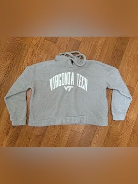 Virginia Tech Lightweight Sherpa Cropped Hoodie - Gray